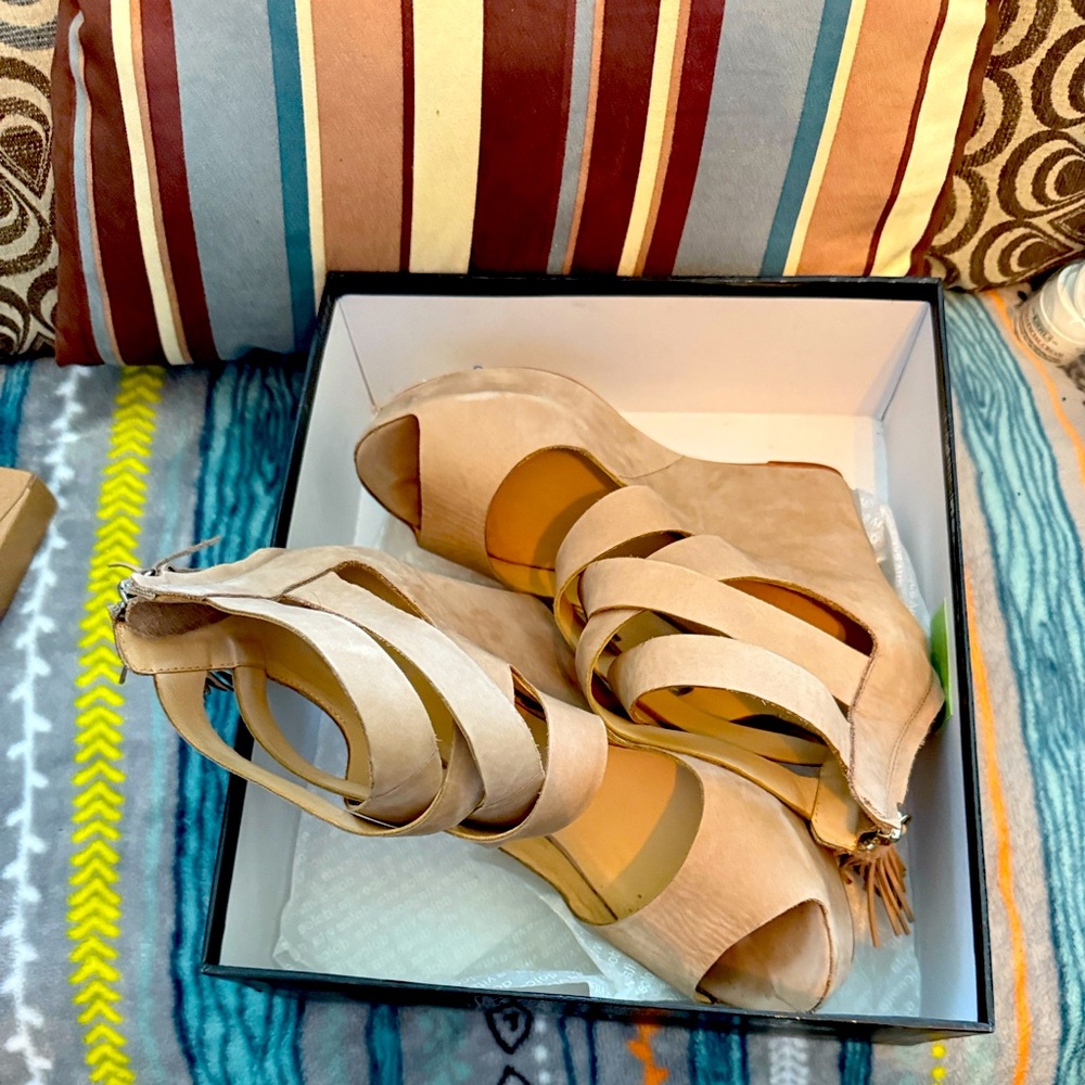 Dolce Vita Chic Tan Strappy Wedge Sandals